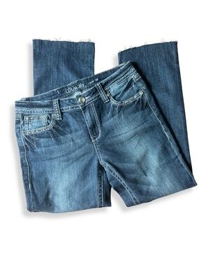 Grace in LA Easy Fit Bootcut Jeans Size 29 Embellished Flap Pockets Stretch